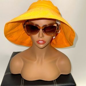 LINEN APRICOT FREE PEOPLE  OVERSIZED SUN AND FISHING HAT ADJUSTABLE NWOT